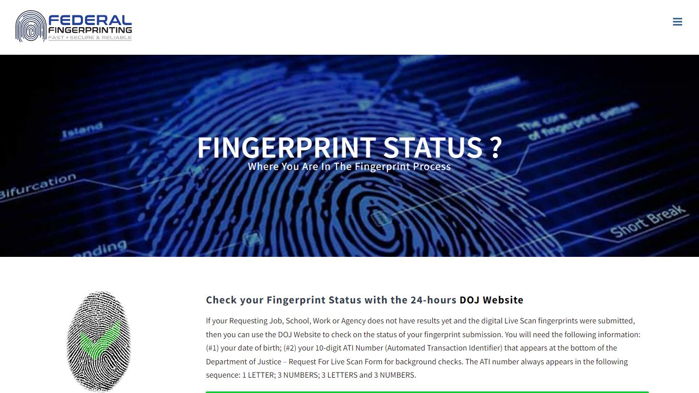 Fingerprint Status - Federal Fingerprinting, Inc.